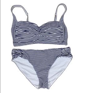 NIPTUCK TWO PIECE BIKINI IS SIZE 8 NAVY/WTE STRIPE